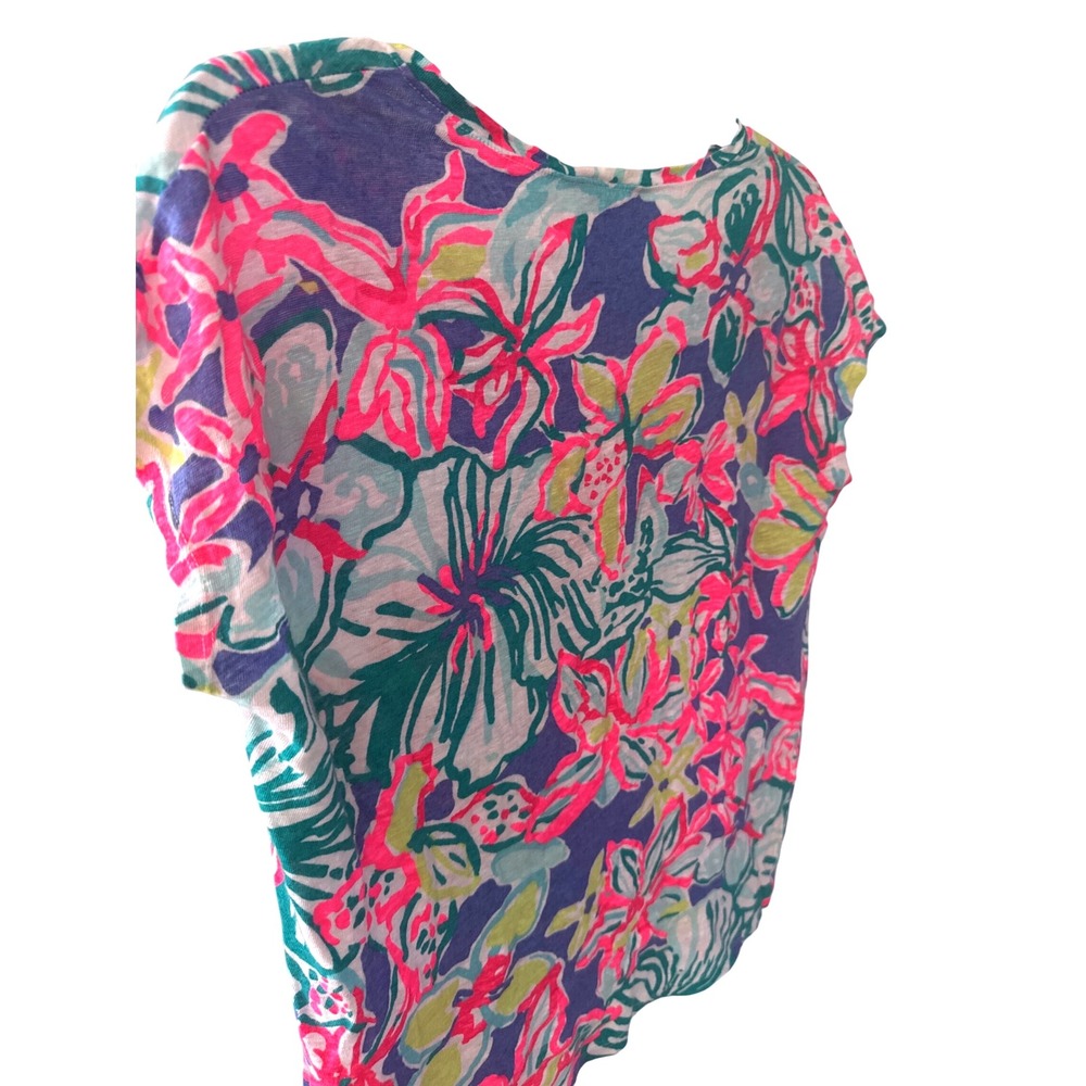 Lilly Pulitzer Iris Blue Hartwell Top Women's XXS/XS 100% Linen Beach Tropical - Picture 9 of 9